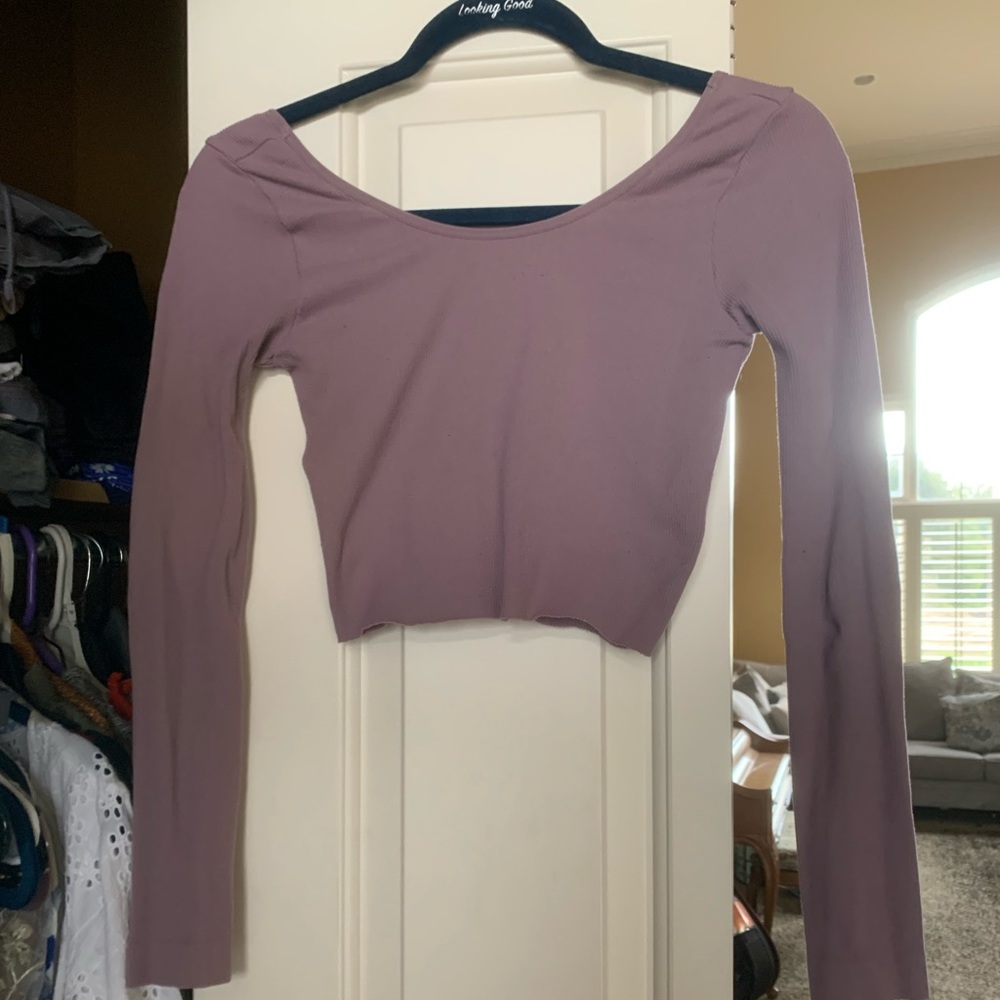 - Lilac - Lavender - Purple Low SwoopScoop Neck Tight/Cropped Shirt : Smoke Free